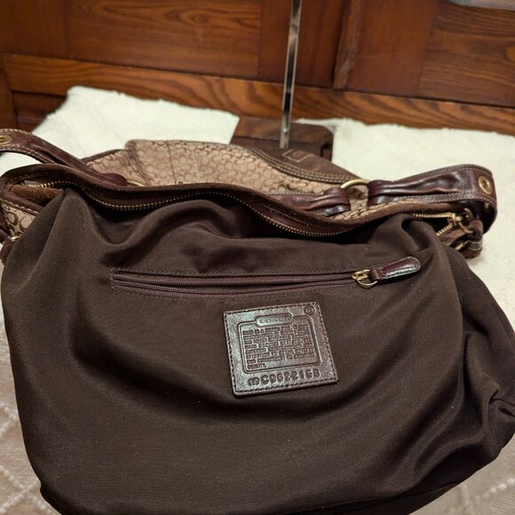 Vintage Coach 2158 Brown Signature Logo Suede Leather Hobo Shoulder - Picture 15 of 16